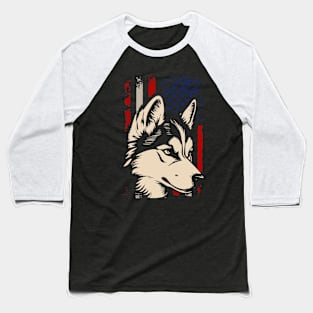 American Flag Husky Majesty, Tee Triumph for Dog Lovers Baseball T-Shirt